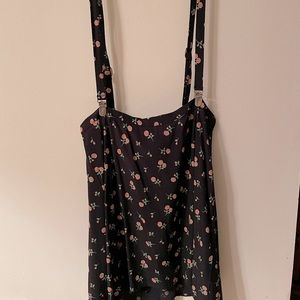 Forever 21 Flower Print Suspender Skirt